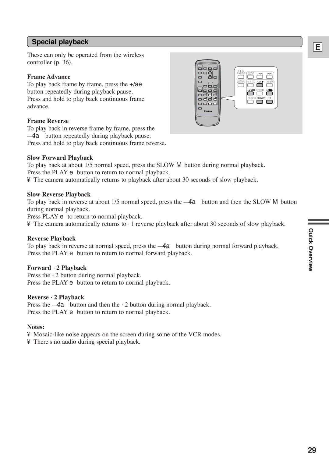 Canon GL1 instruction manual Special playback 