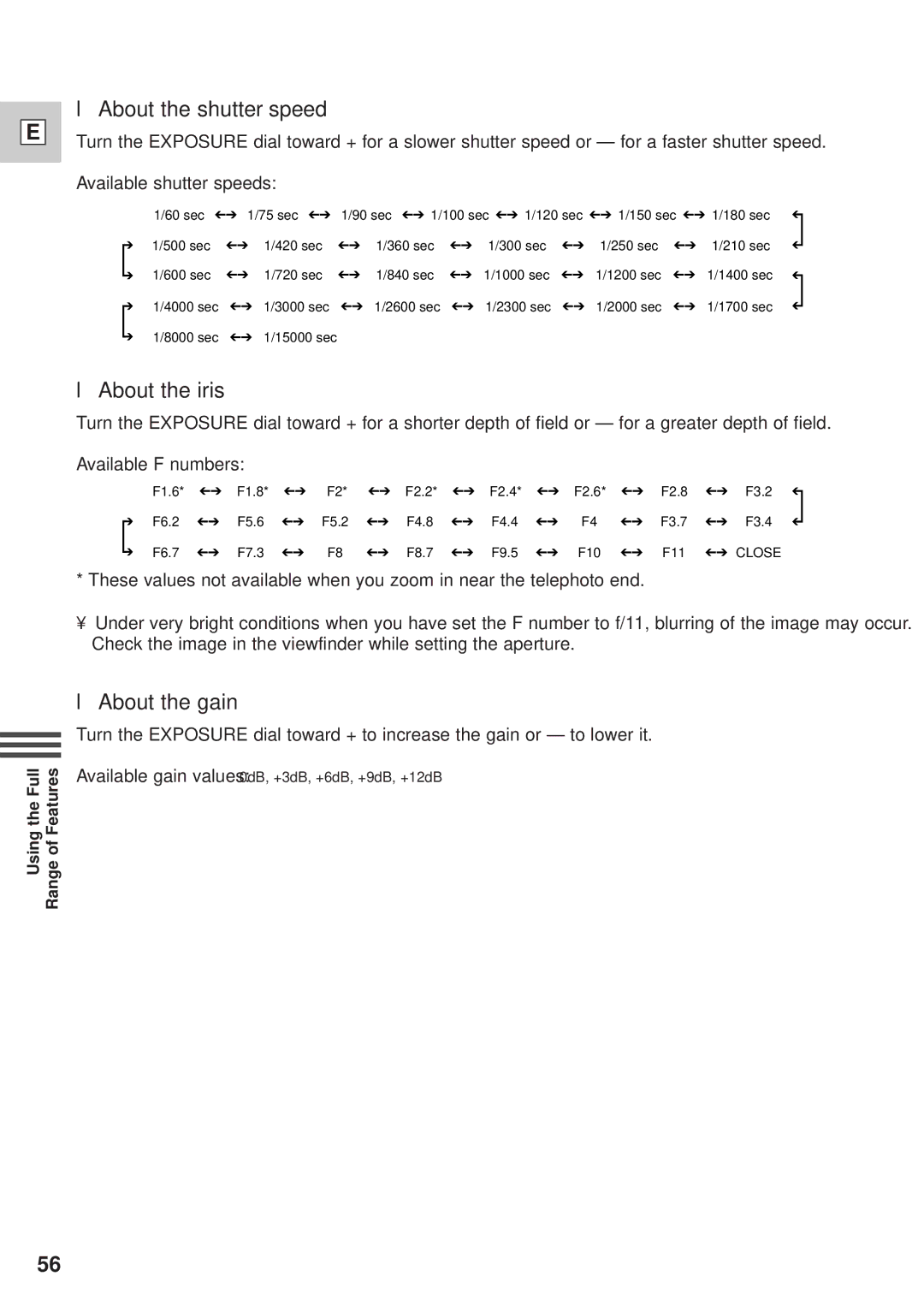 Canon GL1 instruction manual About the shutter speed 