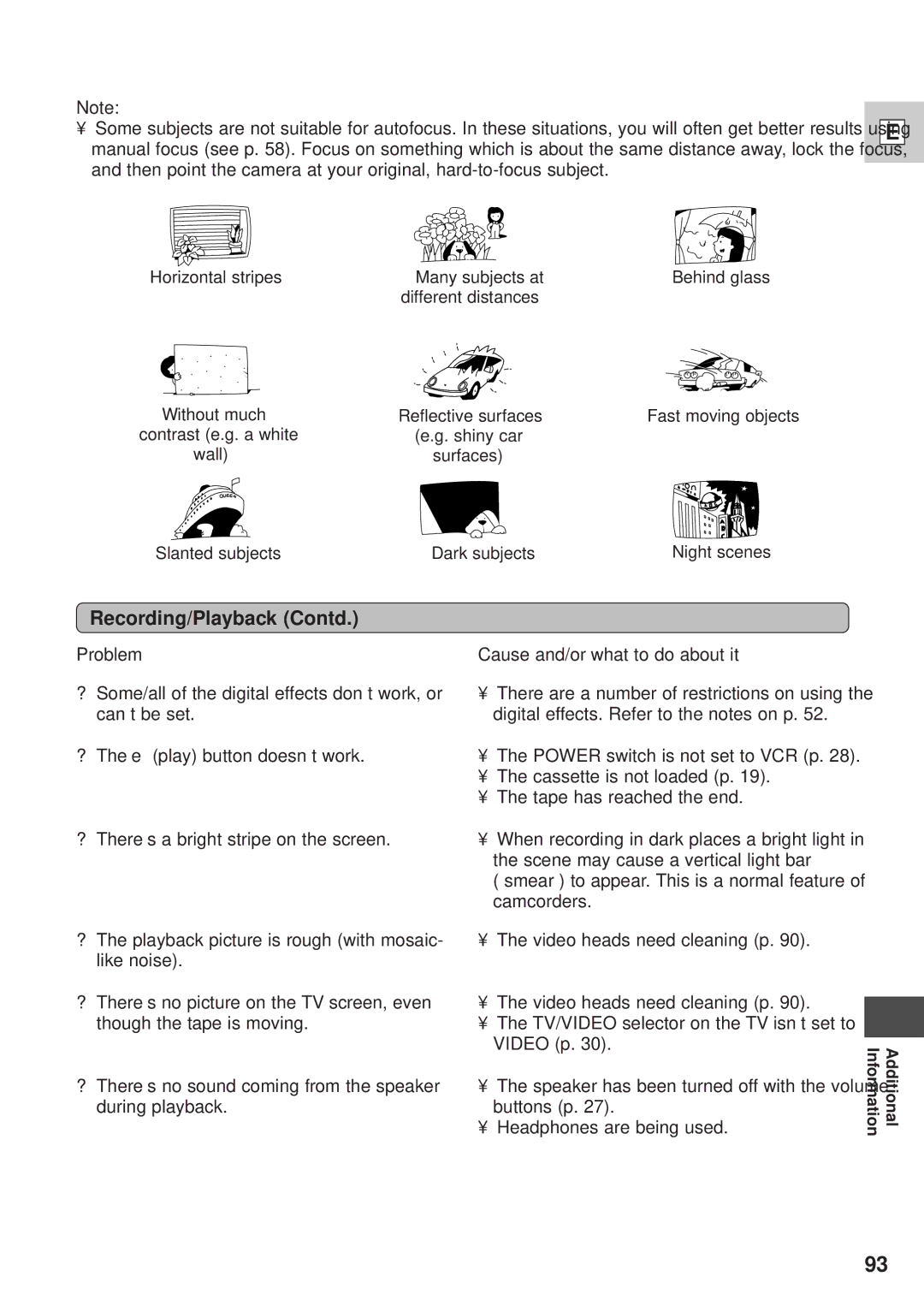 Canon GL1 instruction manual Recording/Playback Contd 