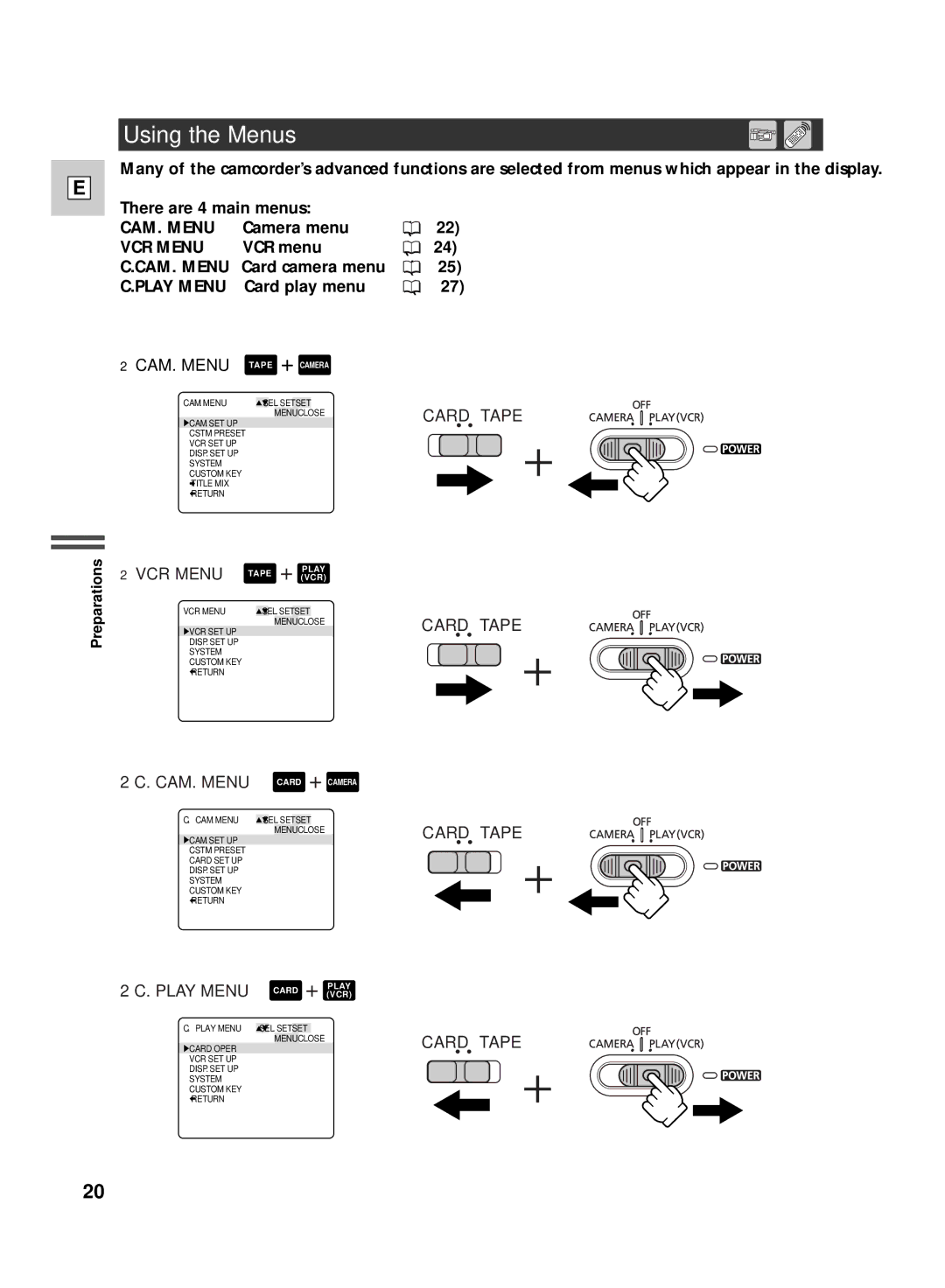 Canon GL2 instruction manual Using the Menus, Play Menu 