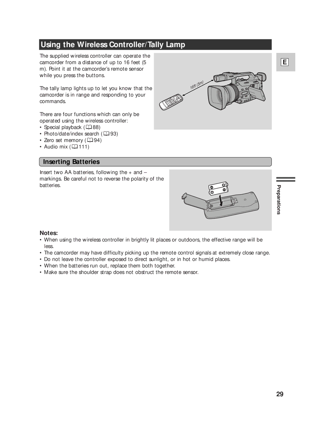 Canon GL2 instruction manual Using the Wireless Controller/Tally Lamp, Inserting Batteries 