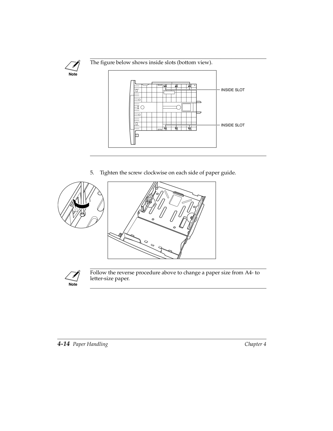 Canon H12157 manual Figure below shows inside slots bottom view, 14Paper Handling 