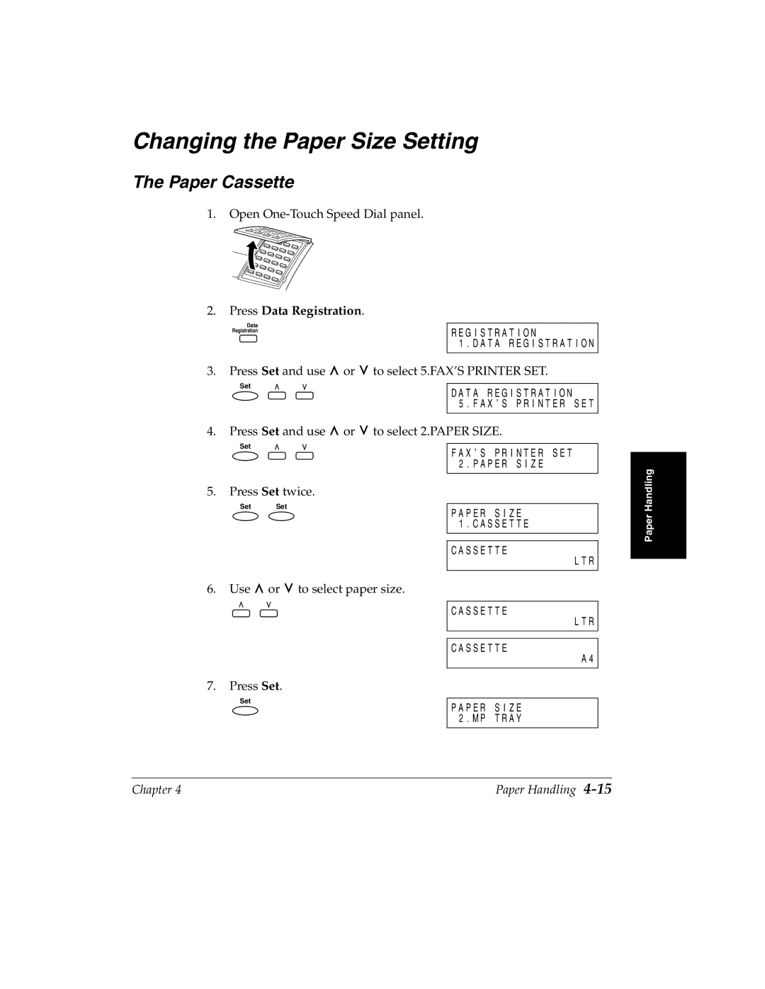 Canon H12157 manual Changing the Paper Size Setting, Paper Cassette 