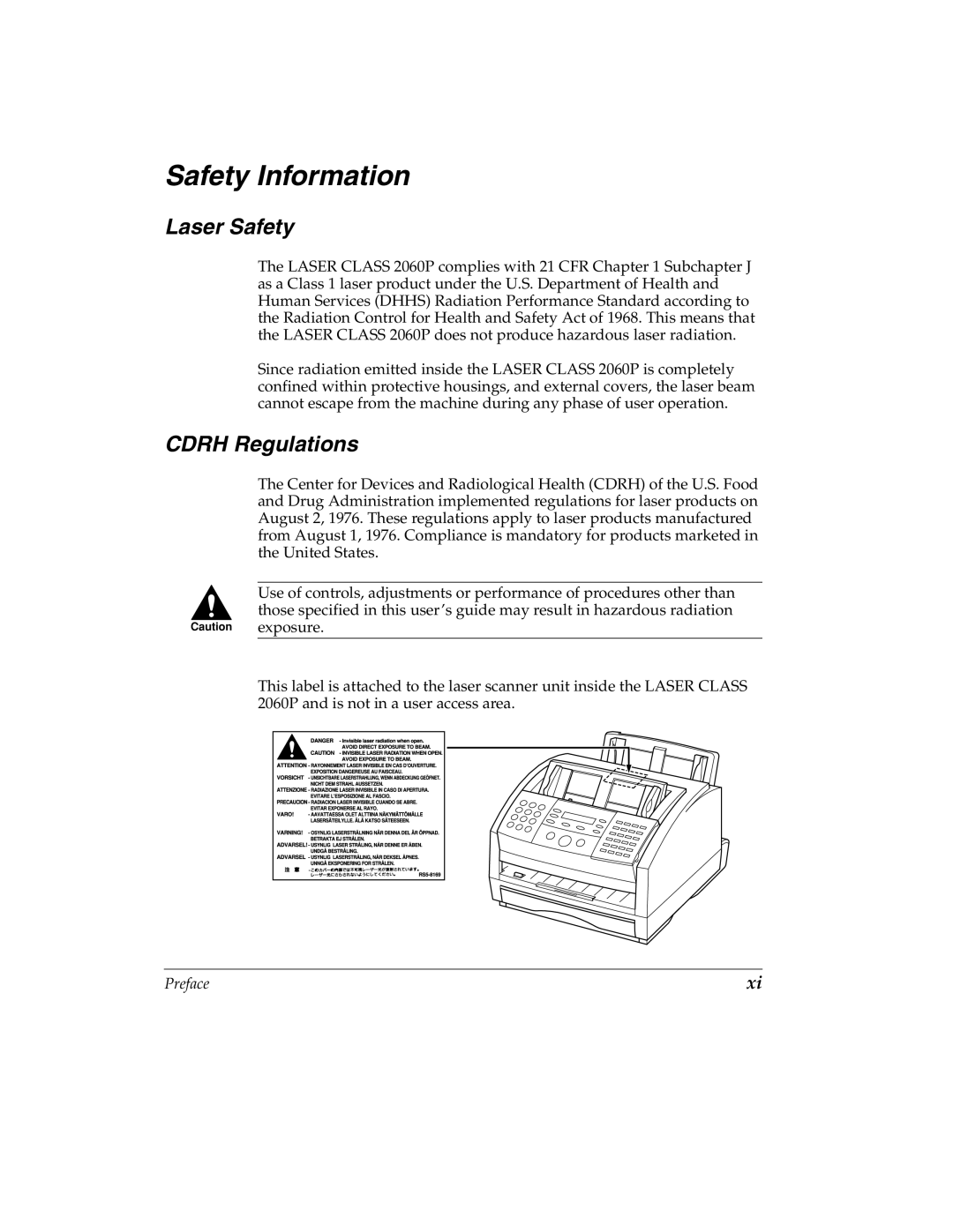 Canon H12157 manual Safety Information, Laser Safety, Cdrh Regulations 