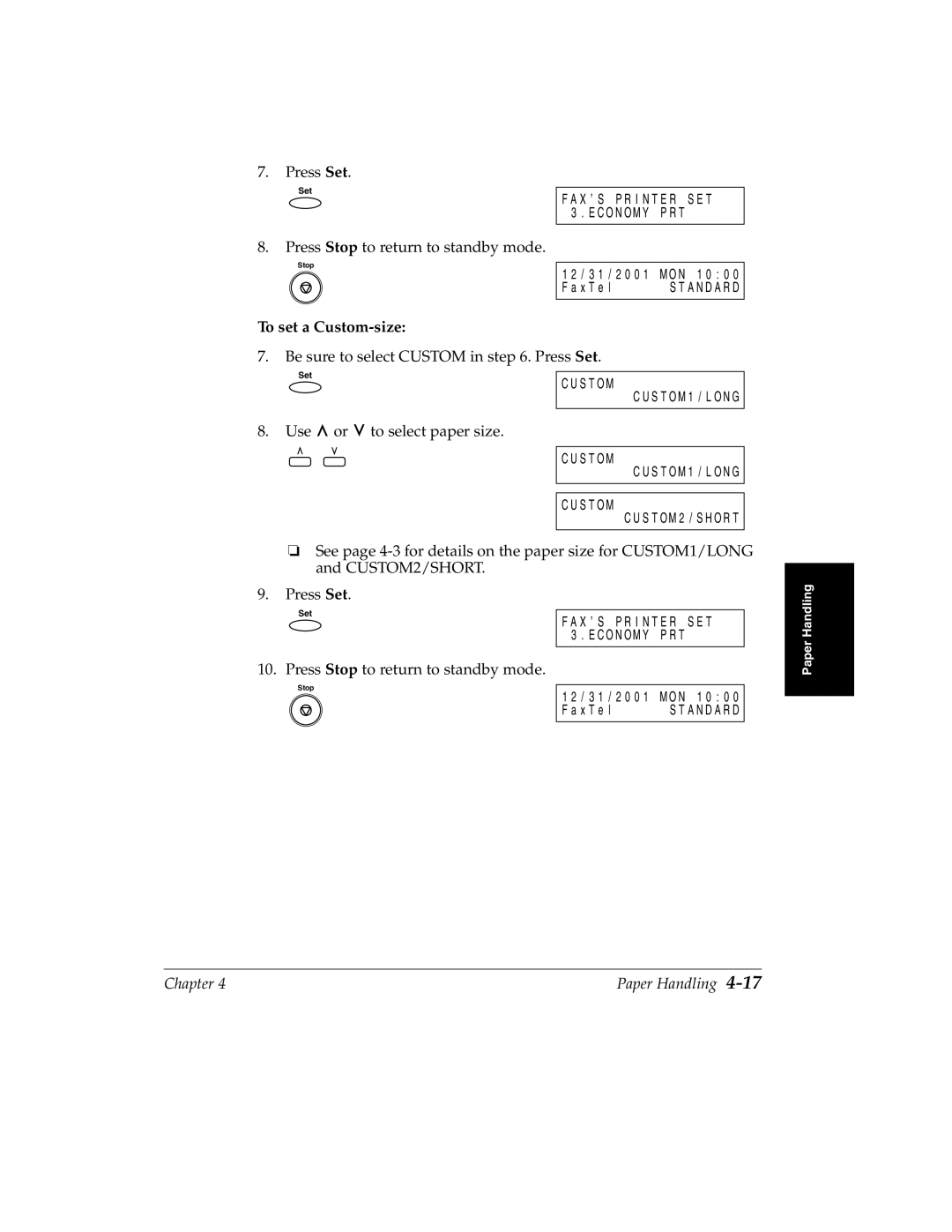 Canon H12157 manual To set a Custom-size 