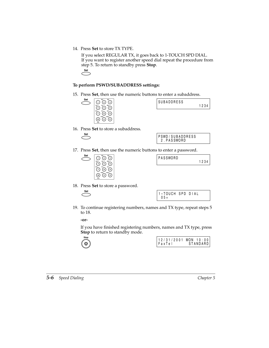 Canon H12157 manual To perform PSWD/SUBADDRESS settings, 6Speed Dialing 