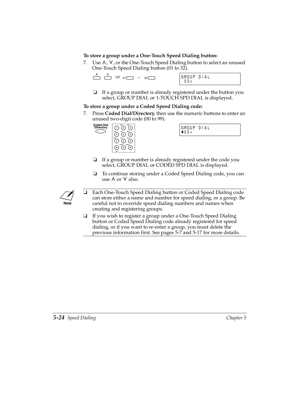 Canon H12157 To store a group under a One-Touch Speed Dialing button, To store a group under a Coded Speed Dialing code 