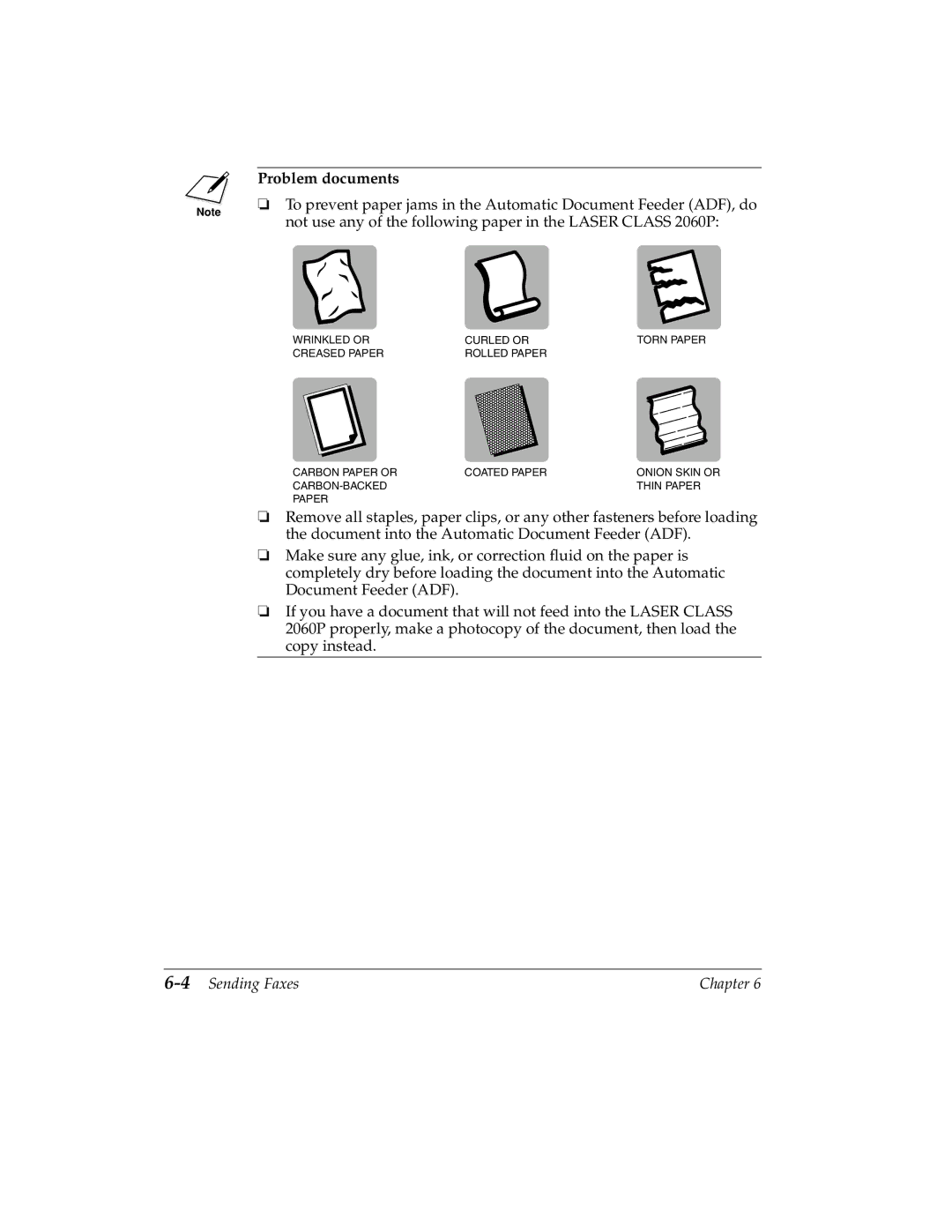 Canon H12157 manual Problem documents, 4Sending Faxes 