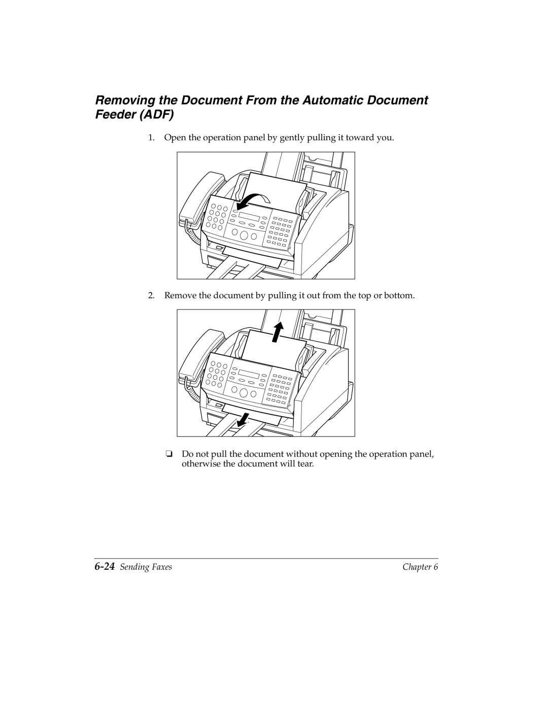 Canon H12157 manual Removing the Document From the Automatic Document Feeder ADF, 24Sending Faxes 