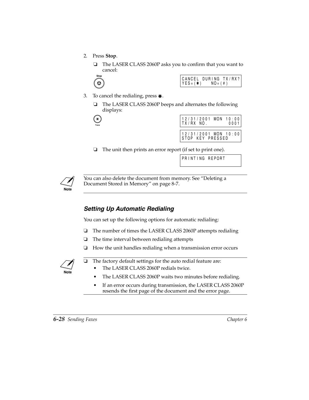 Canon H12157 manual Setting Up Automatic Redialing, 28Sending Faxes 