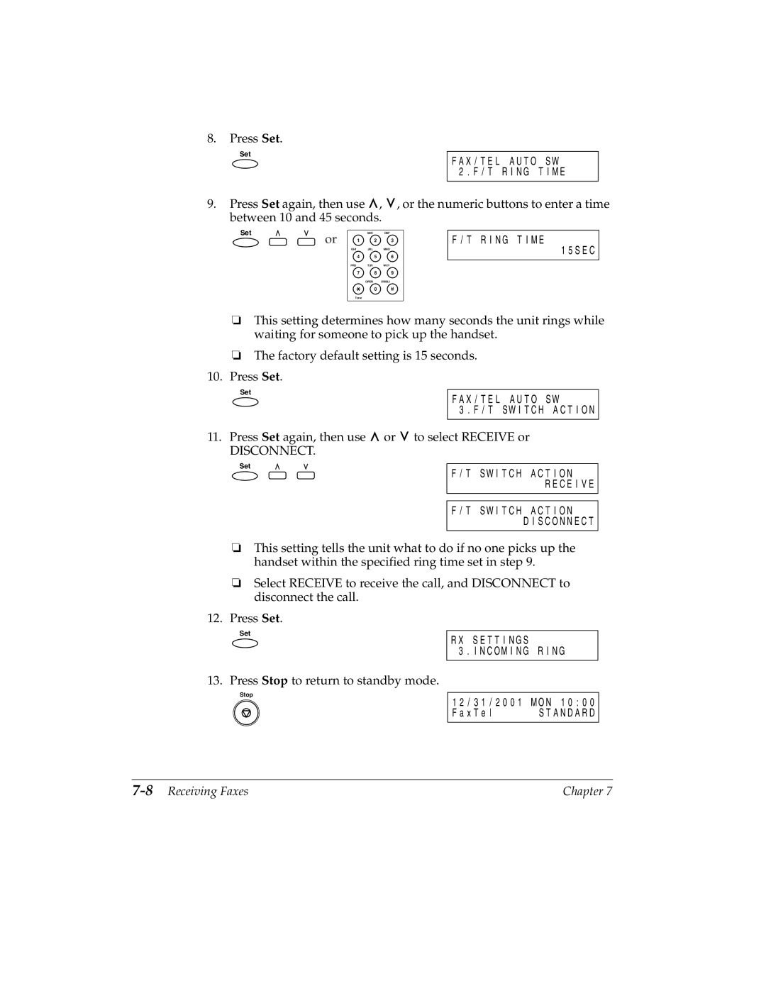 Canon H12157 manual Disconnect, 8Receiving Faxes 