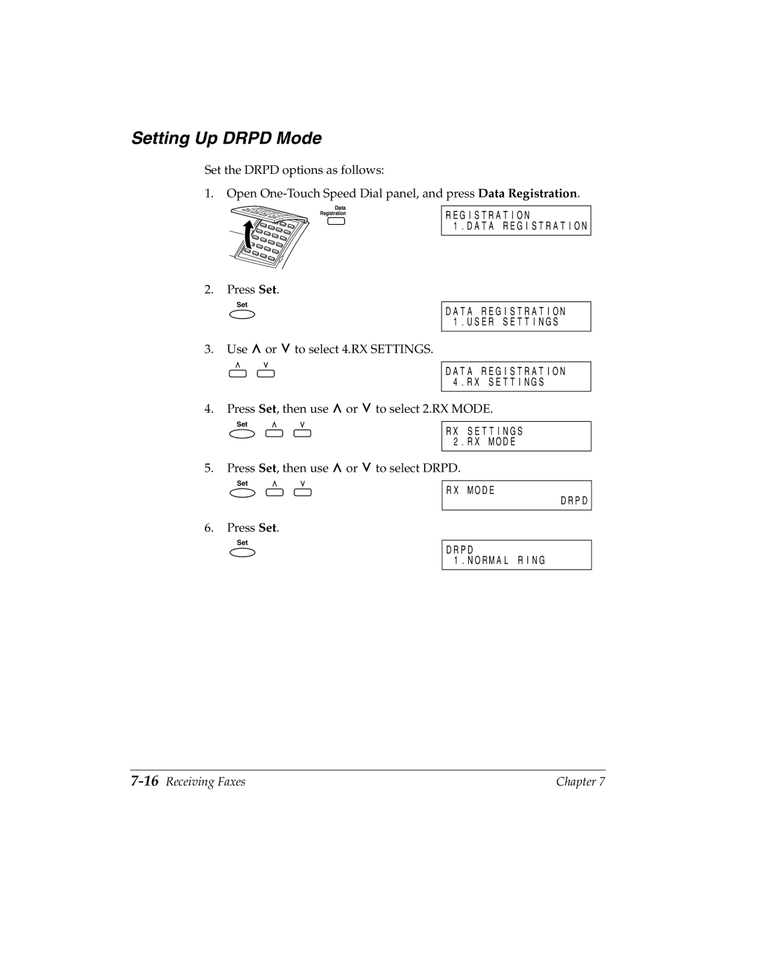 Canon H12157 manual Setting Up Drpd Mode, 16Receiving Faxes 