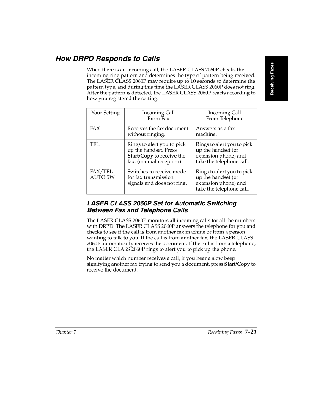 Canon H12157 manual How Drpd Responds to Calls, Tel 