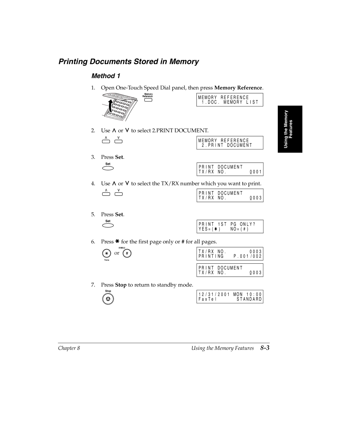 Canon H12157 manual Printing Documents Stored in Memory, Method 