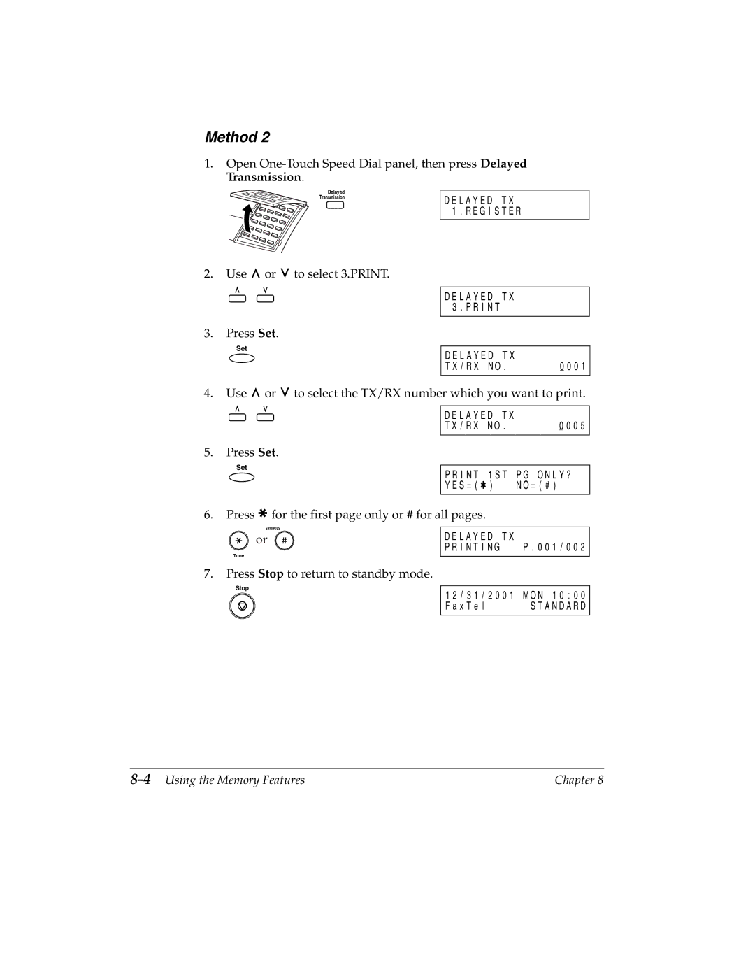 Canon H12157 manual 4Using the Memory Features 