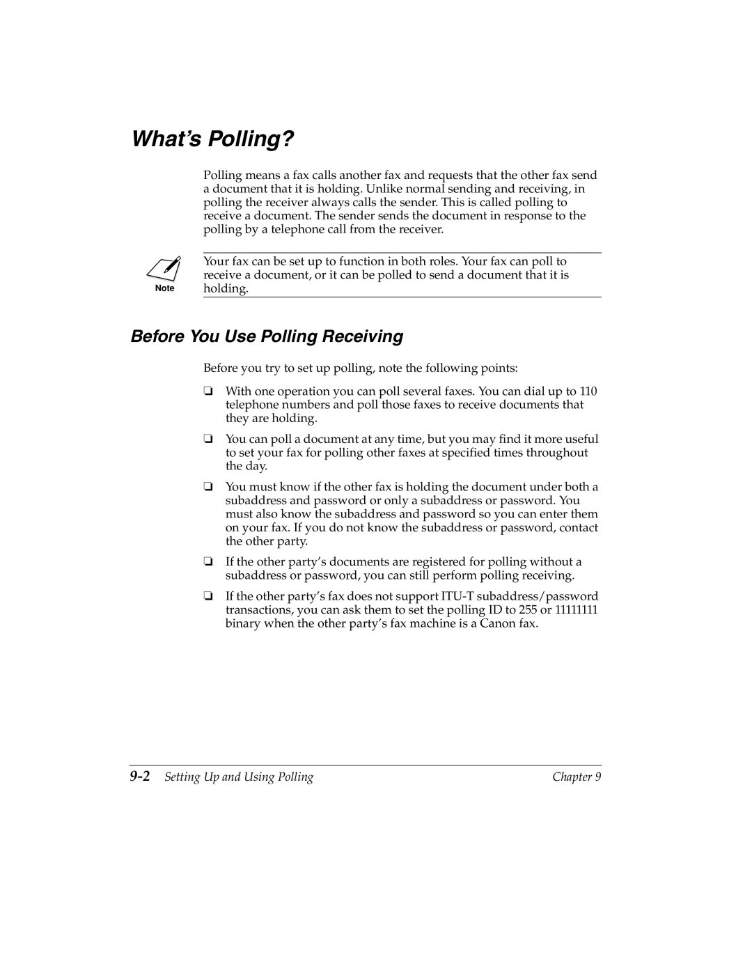 Canon H12157 manual What’s Polling?, Before You Use Polling Receiving, 2Setting Up and Using Polling 