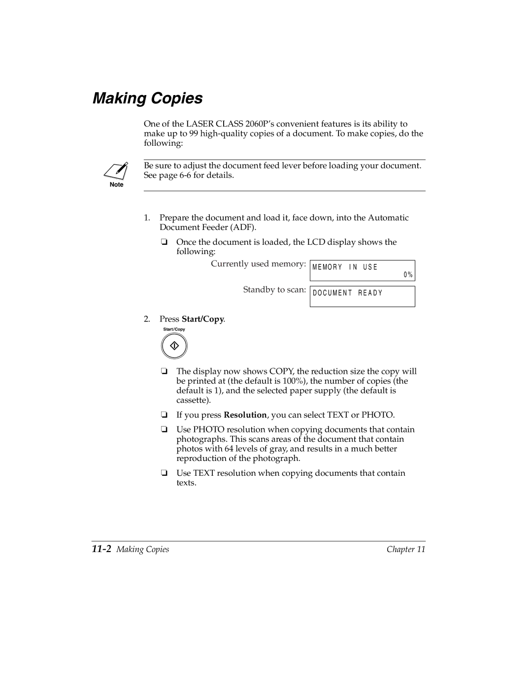 Canon H12157 manual 11-2Making Copies 