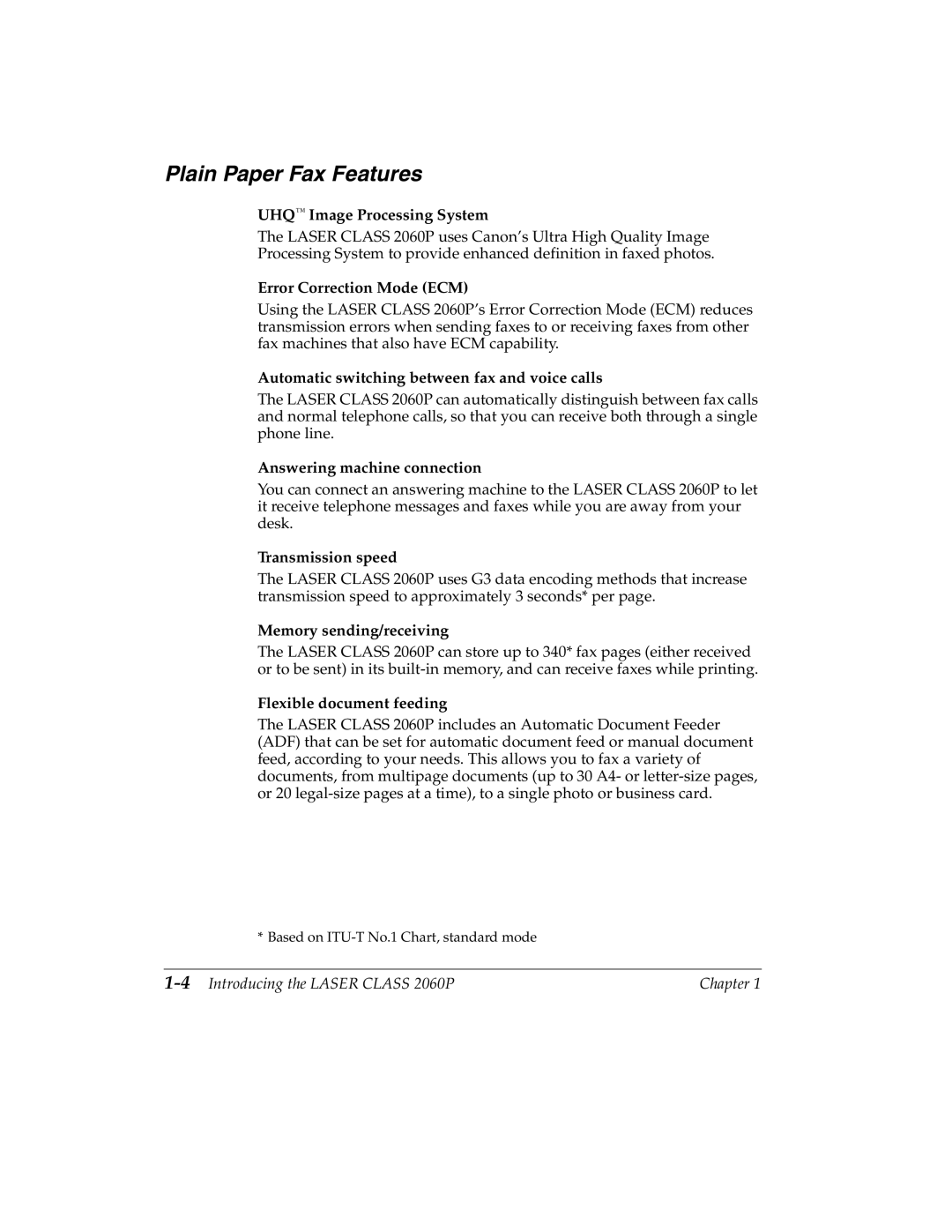 Canon H12157 manual Plain Paper Fax Features, 4Introducing the Laser Class 2060P 