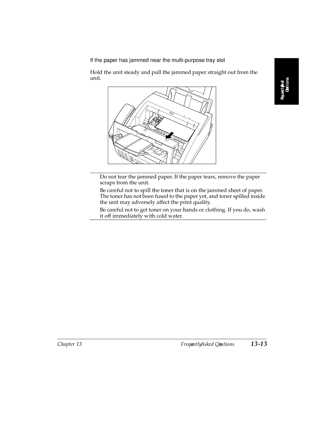 Canon H12157 manual If the paper has jammed near the multi-purpose tray slot 