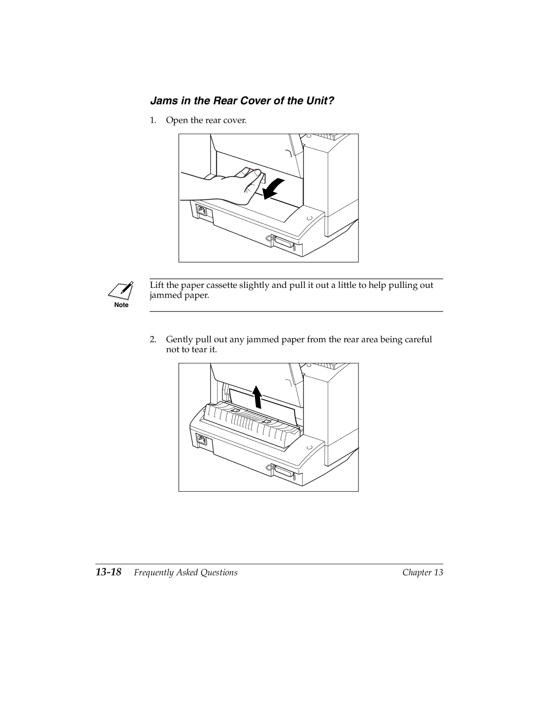 Canon H12157 manual Jams in the Rear Cover of the Unit?, 13-18Frequently Asked Questions 