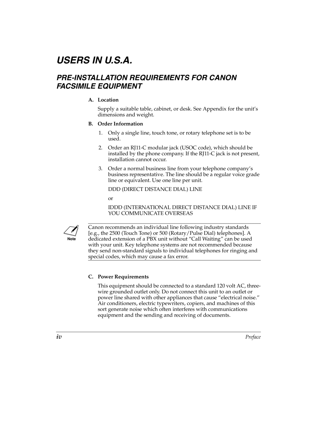 Canon H12157 manual Location, Order Information, Power Requirements 