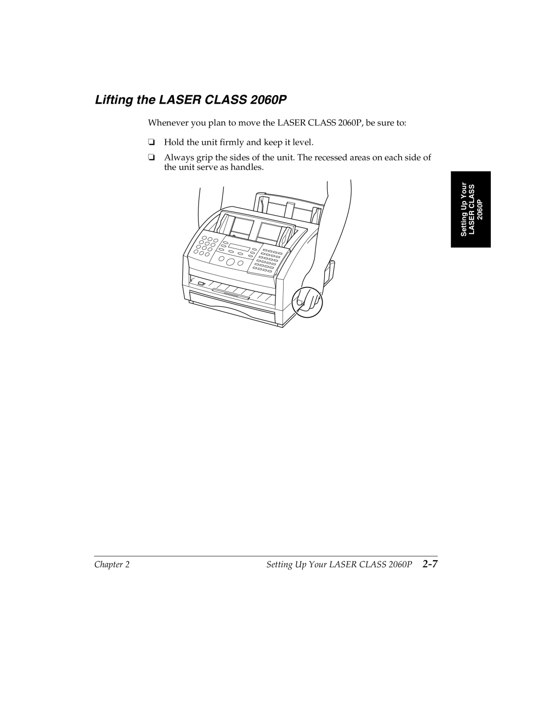 Canon H12157 manual Lifting the Laser Class 2060P 