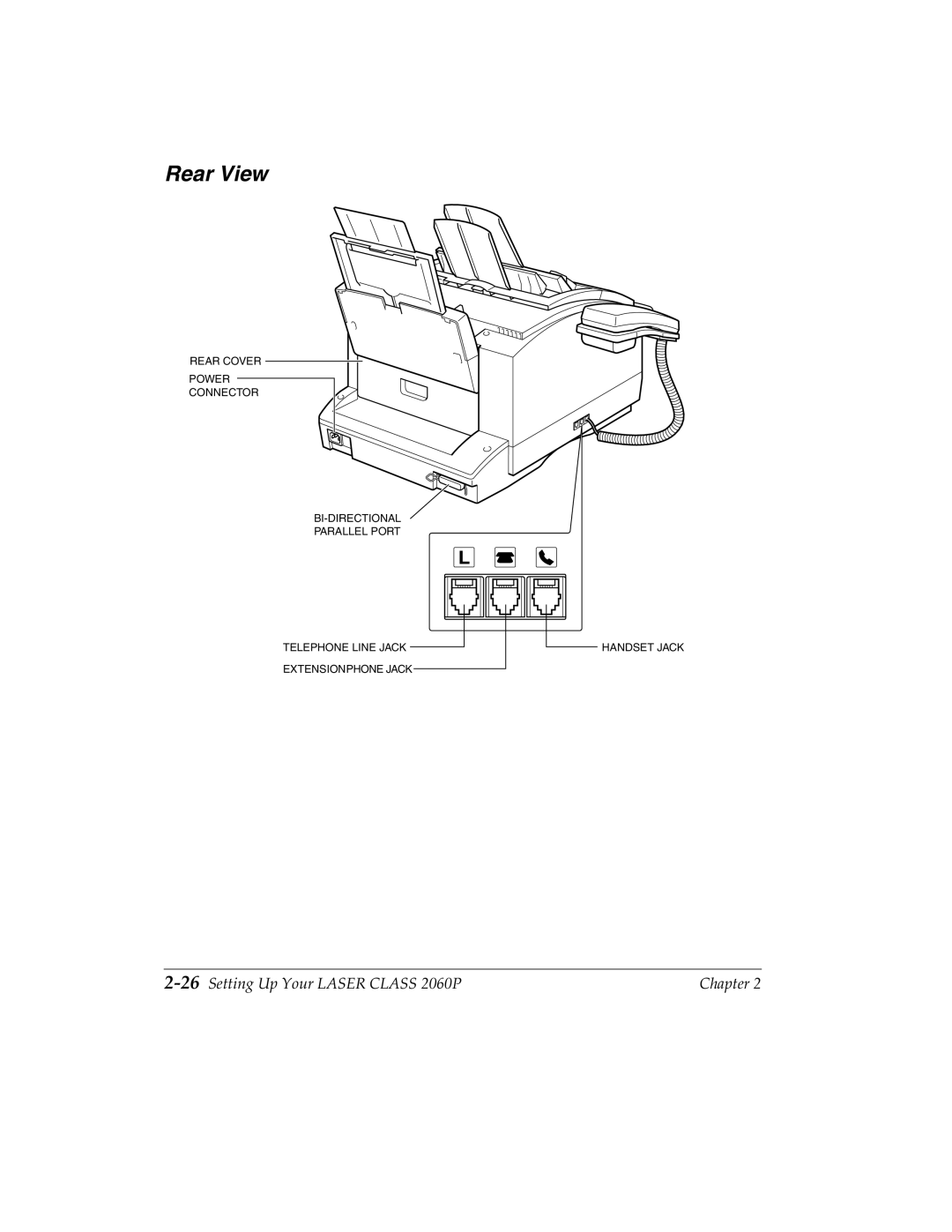 Canon H12157 manual Rear View, 26Setting Up Your Laser Class 2060P 