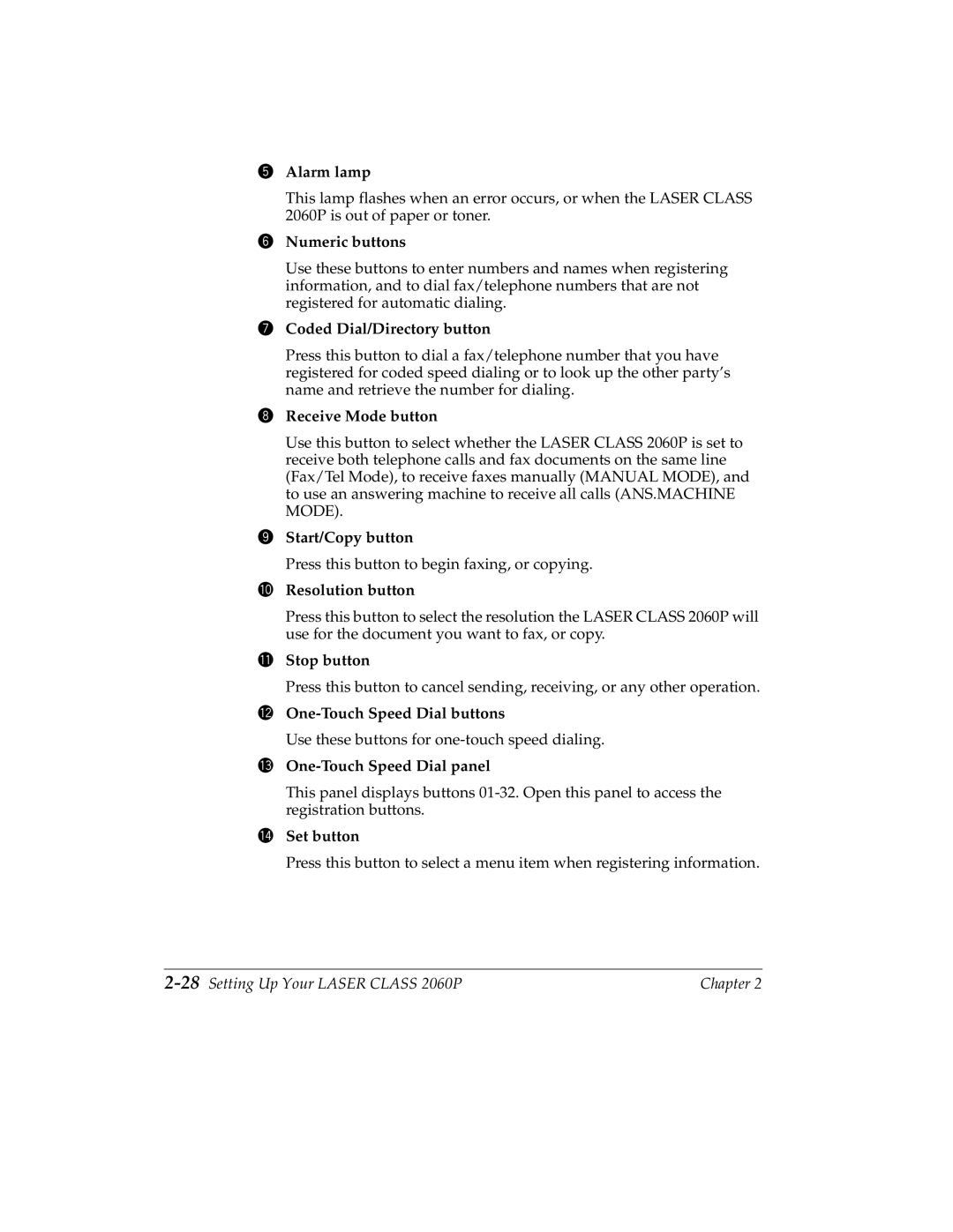 Canon H12157 manual 28Setting Up Your Laser Class 2060P 