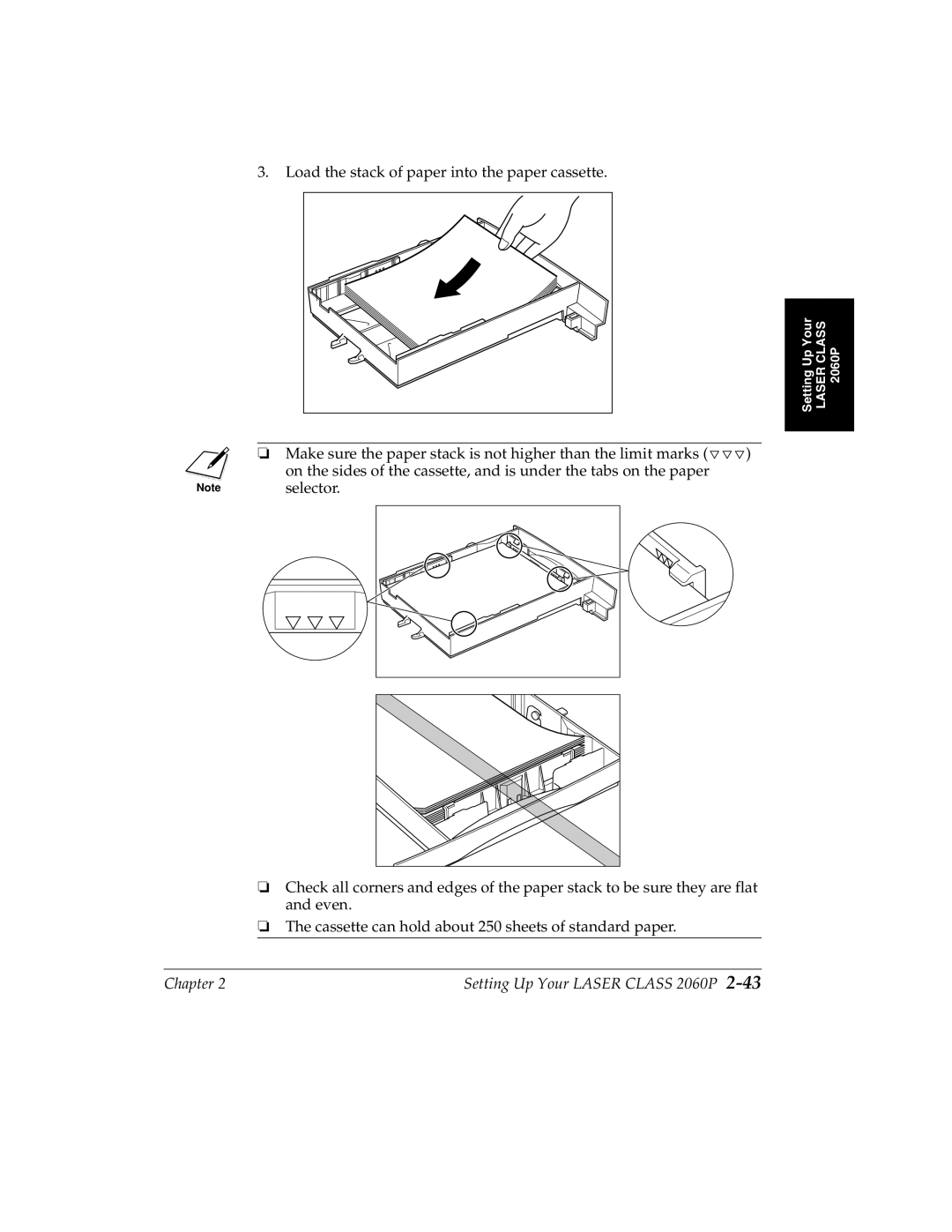 Canon H12157 manual Load the stack of paper into the paper cassette 