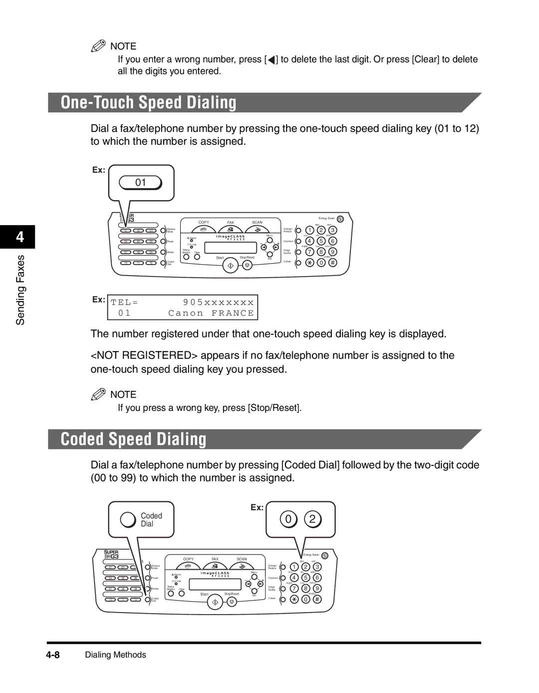 Canon H12295, MF5550 manual One-Touch Speed Dialing, Coded Speed Dialing 