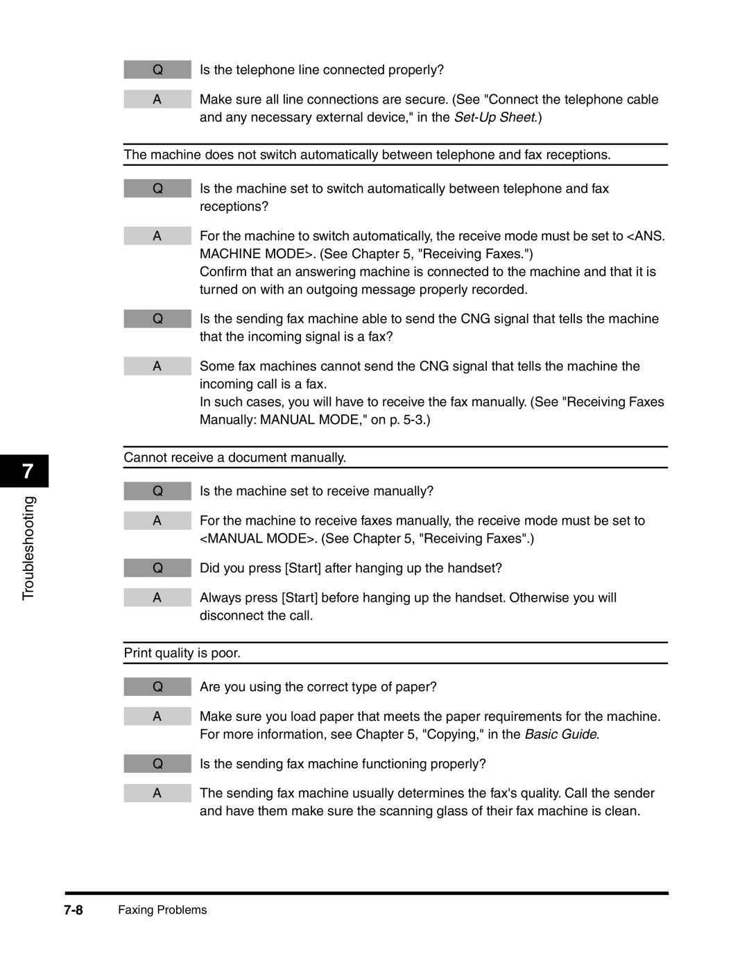 Canon H12295, MF5550 manual Is the sending fax machine functioning properly? 