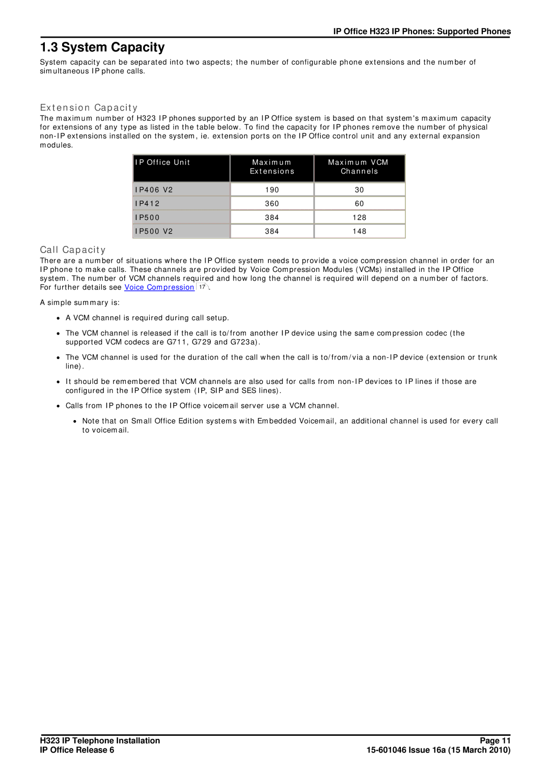 Canon H323 manual System Capacity, Extension Capacity, Call Capacity, IP Office Unit 