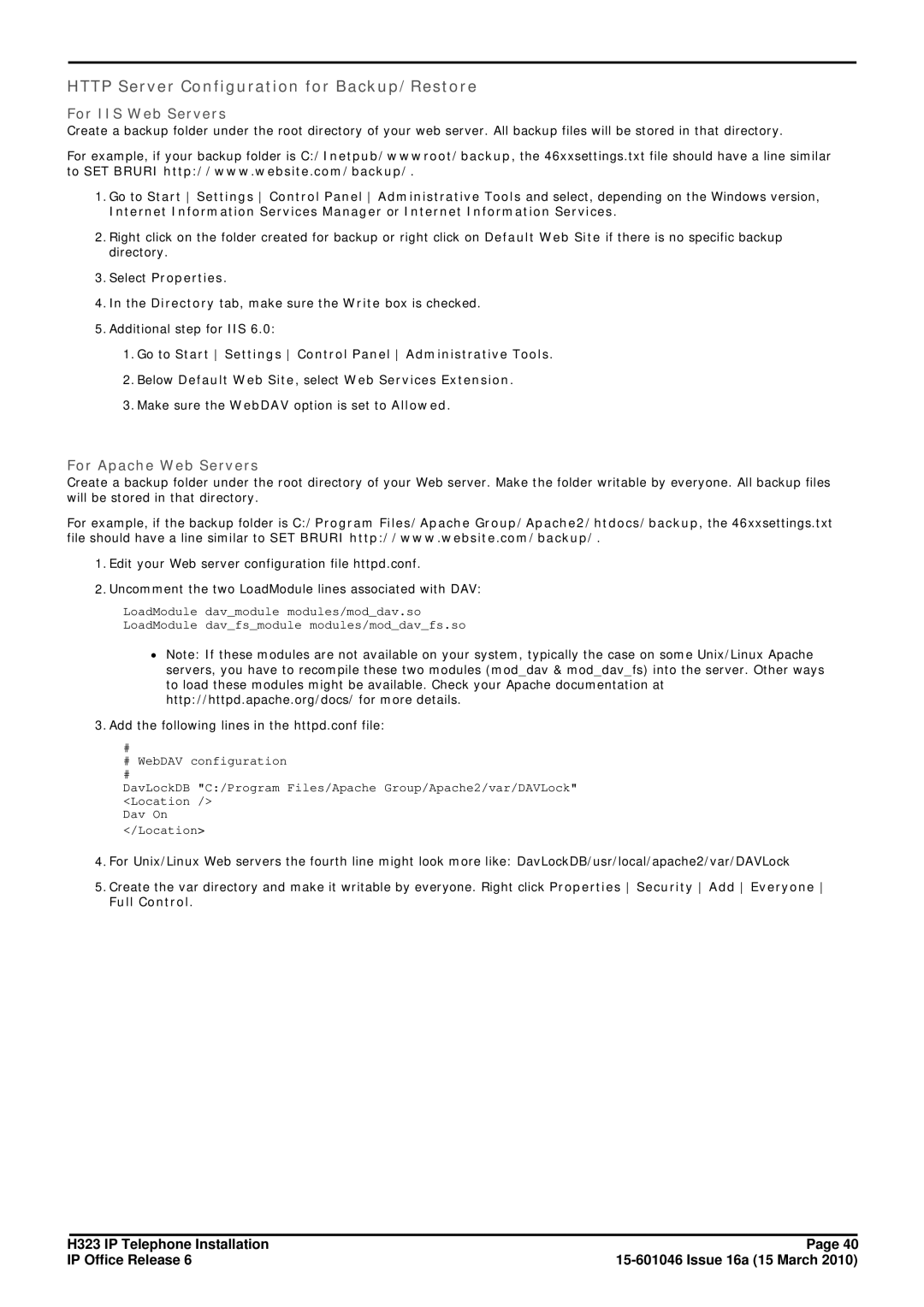 Canon H323 manual Http Server Configuration for Backup/Restore, Select Properties 