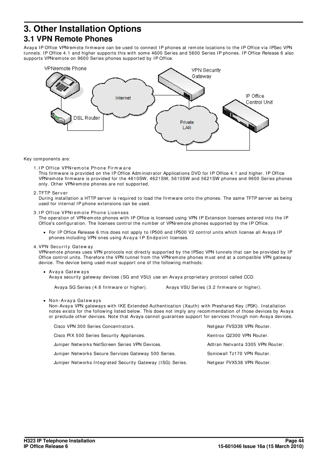 Canon H323 manual Other Installation Options, VPN Remote Phones 