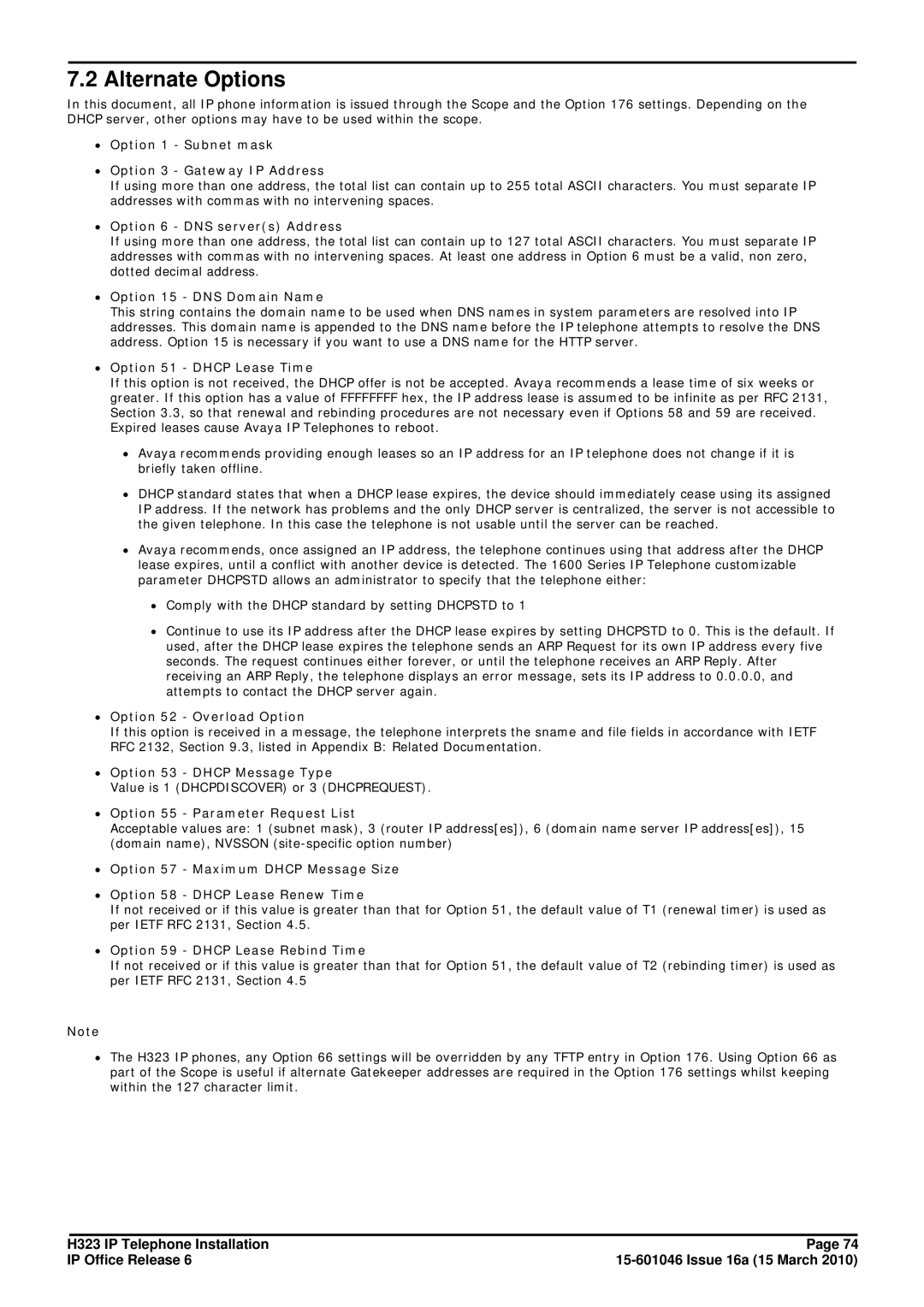 Canon H323 manual Alternate Options 