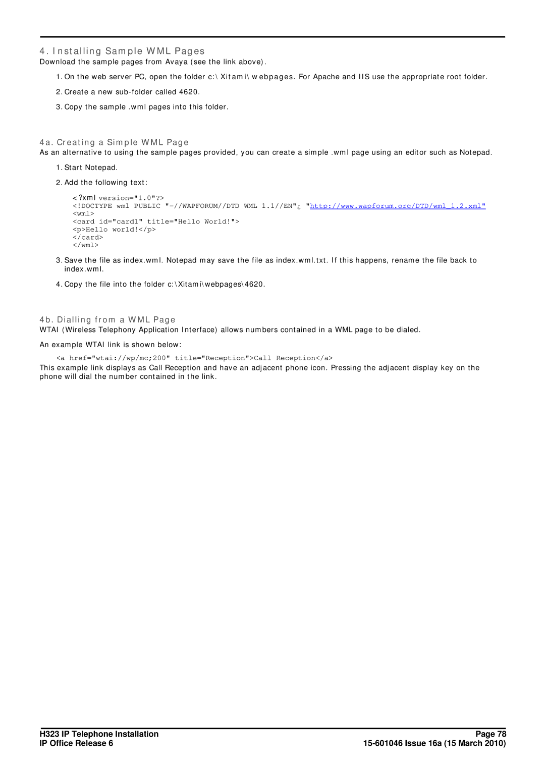 Canon H323 manual Installing Sample WML Pages, 4a. Creating a Simple WML 