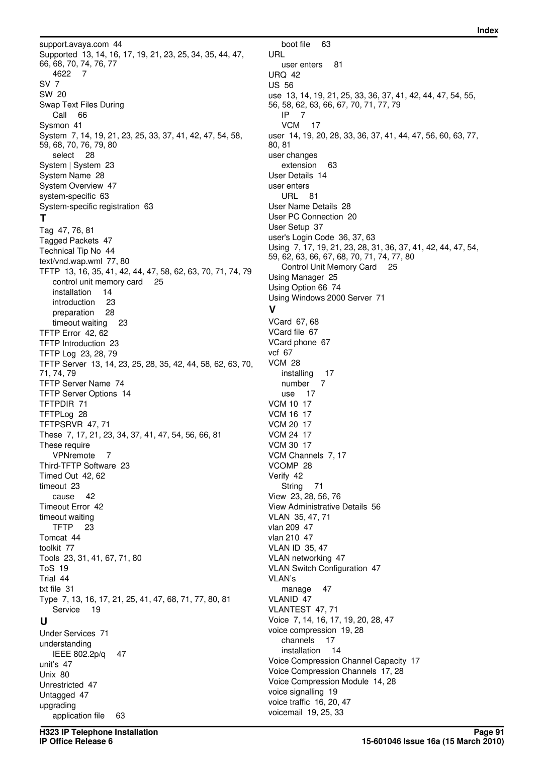 Canon H323 manual Url, Tftpdir, Tftpsrvr 47, Vcomp, Vlan ID, Vlanid, Vlantest 47 