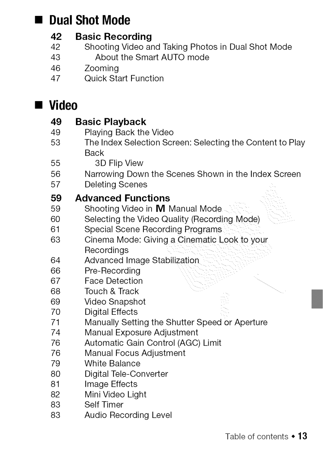 Canon HF S20, HF S21 manual Basic Recording, Basic Playback, Advanced Functions 