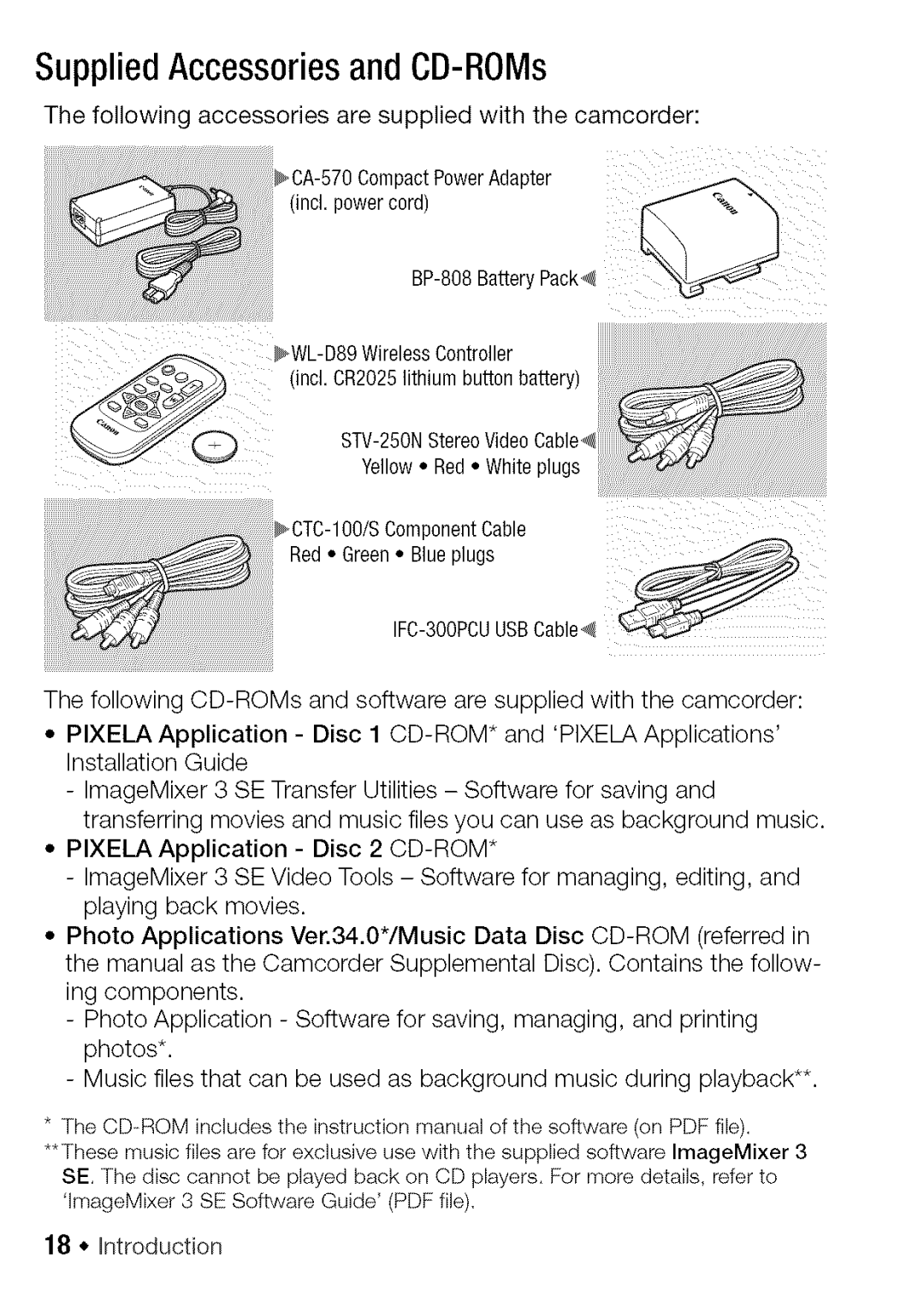 Canon HF S21, HF S20 manual Supplied Accessoriesand CD-ROMs, Following accessories are supplied with the camcorder 