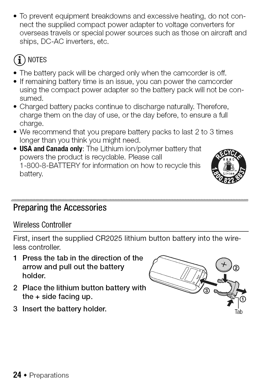 Canon HF S21, HF S20 manual Preparingthe Accessories, Preparations 