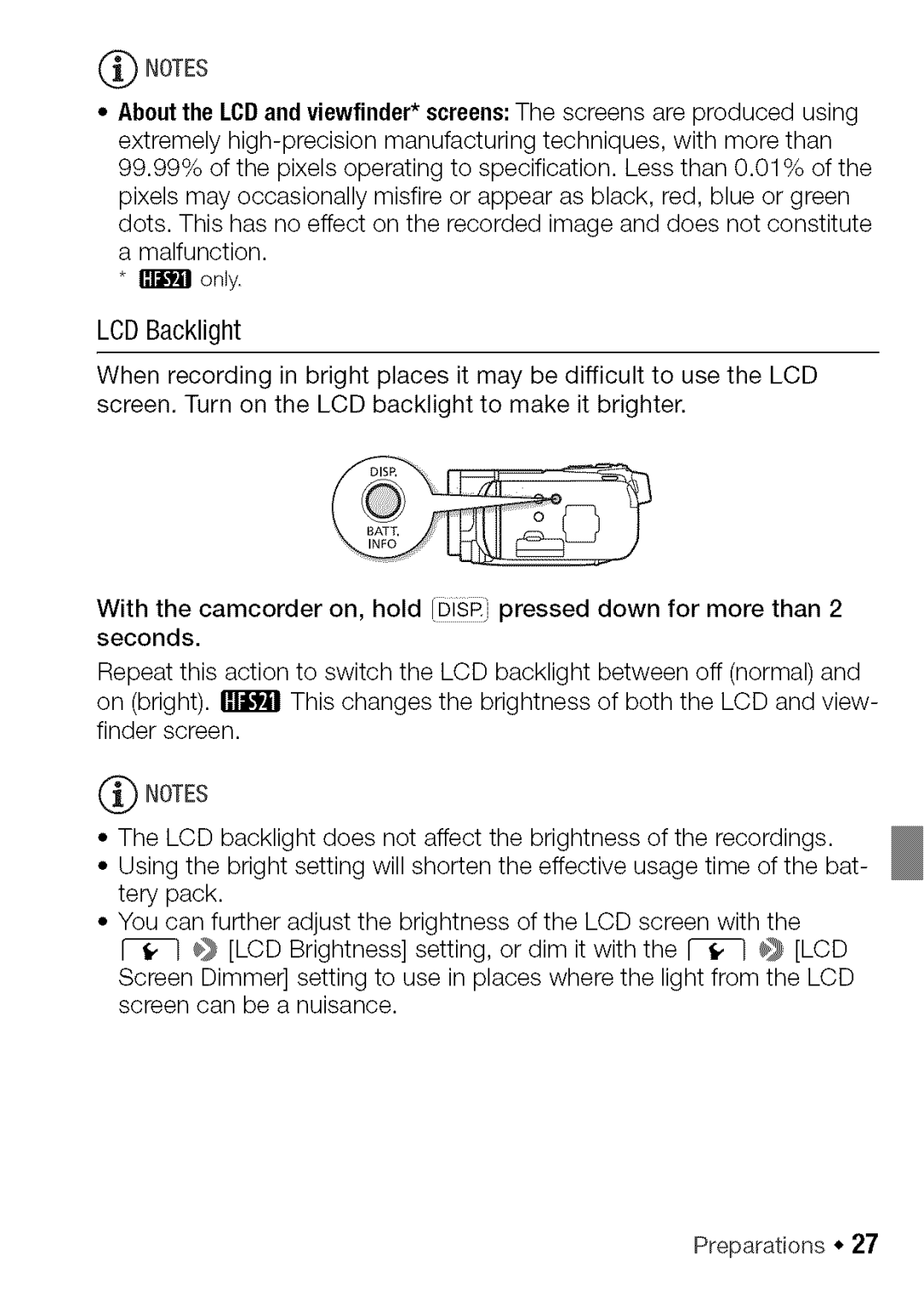 Canon HF S20, HF S21 manual Preparations 