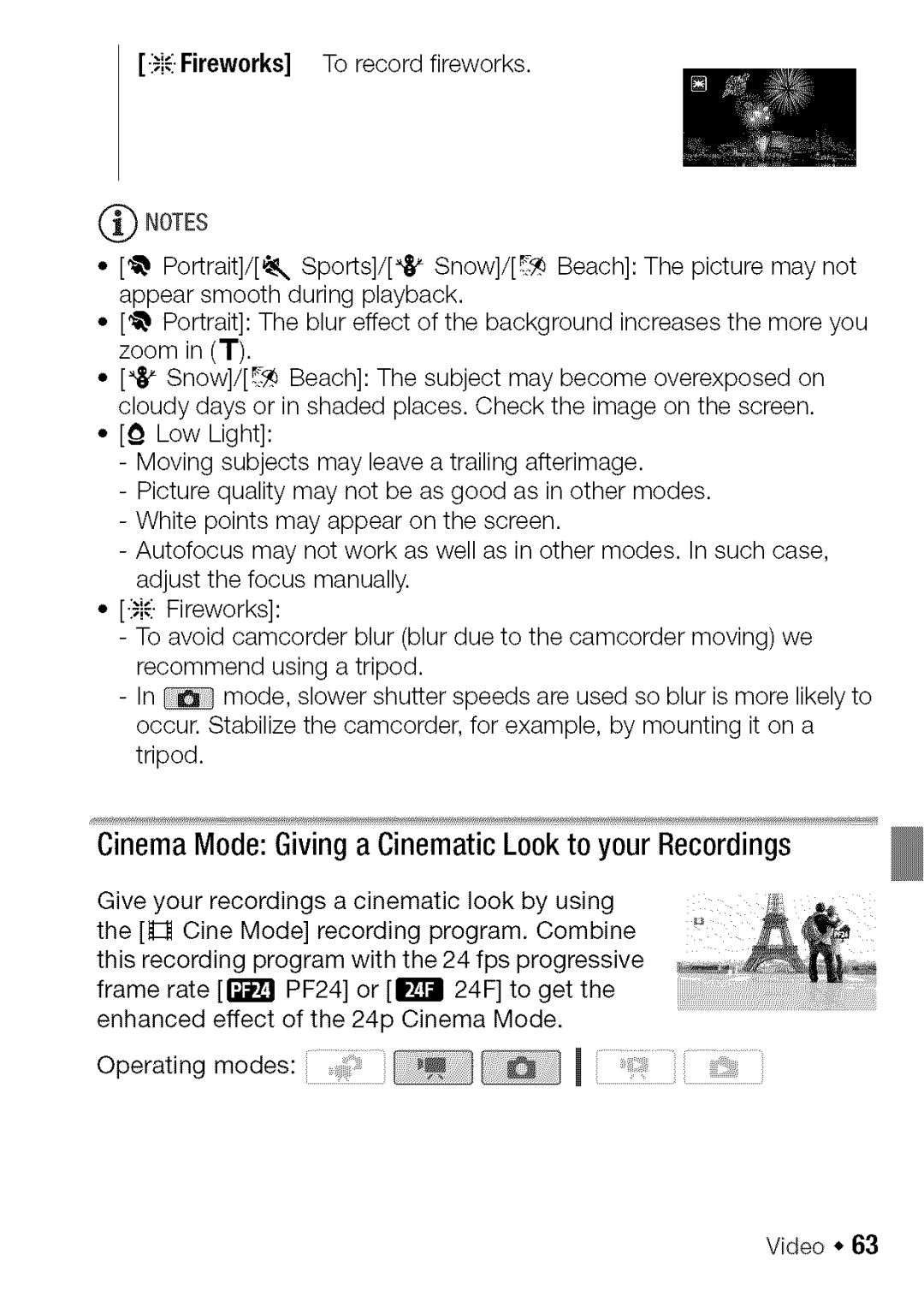 Canon HF S20, HF S21 manual CinemaModeGivinga CinematicLook to your Recordings 