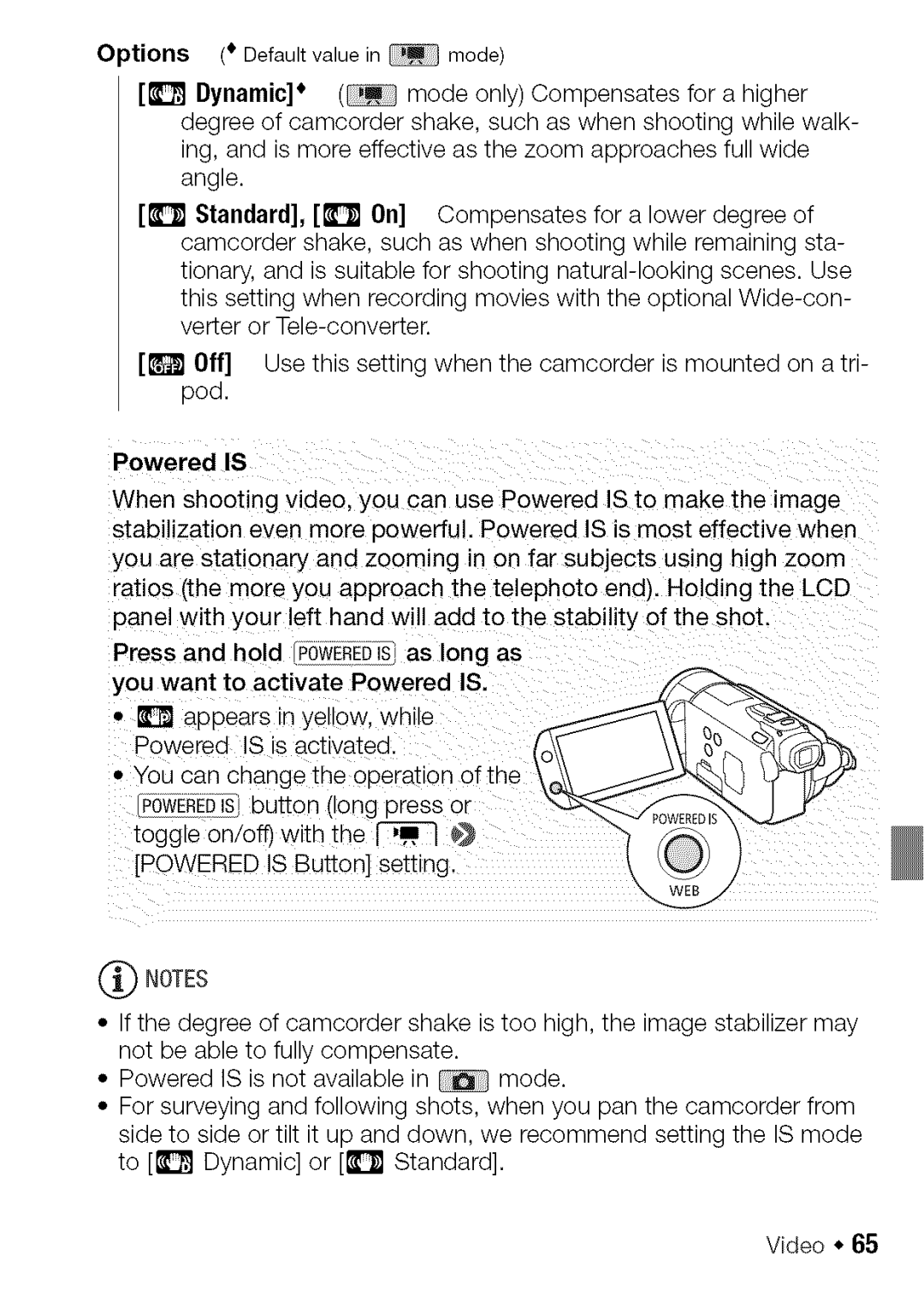 Canon HF S20, HF S21 manual Dynamic, Standard, D, Powered is 