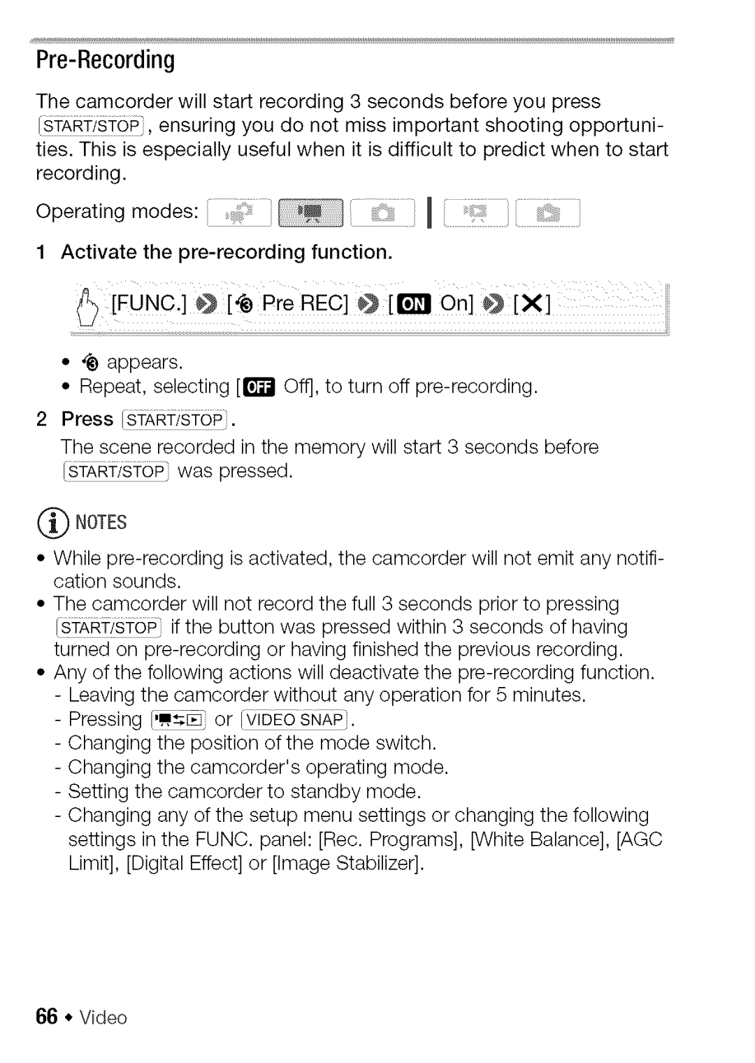 Canon HF S21, HF S20 manual Pre-Rec0rding, 66 * Video 