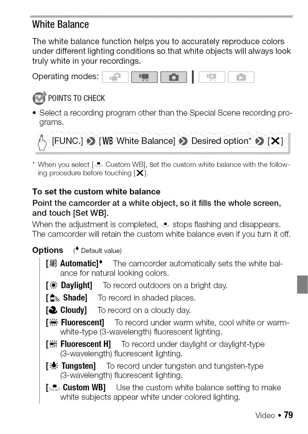 Canon HF S20, HF S21 manual WhiteBalance 