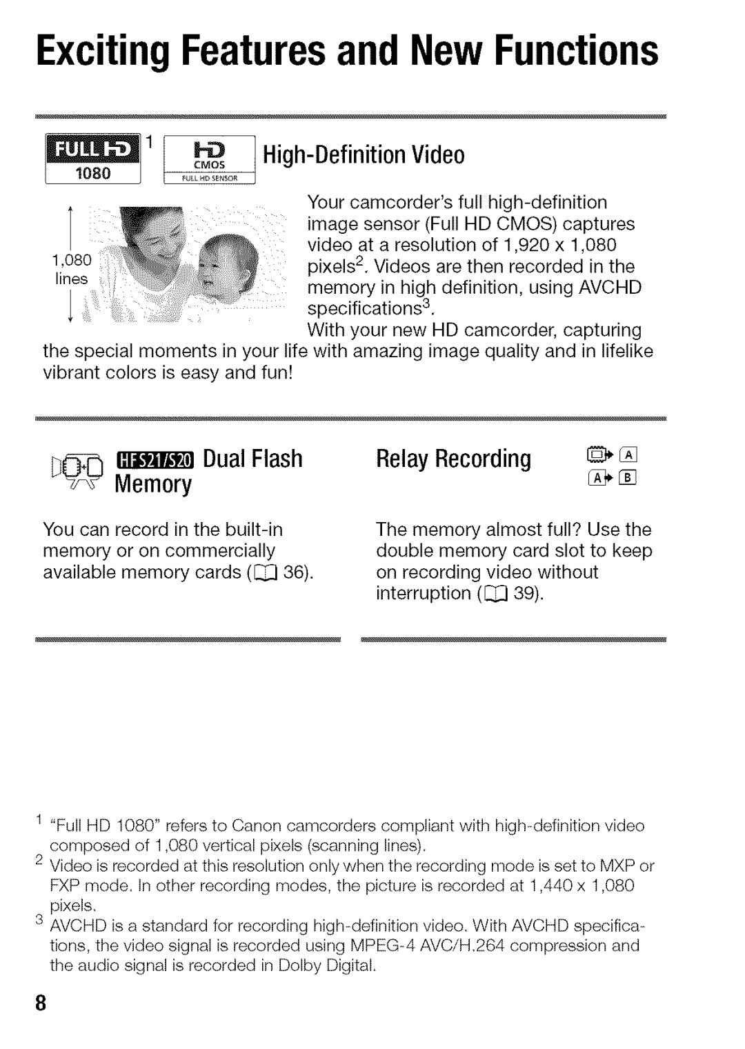 Canon HF S21, HF S20 manual High-Definiti0nVideo, Dual Flash RelayRecording Memory 