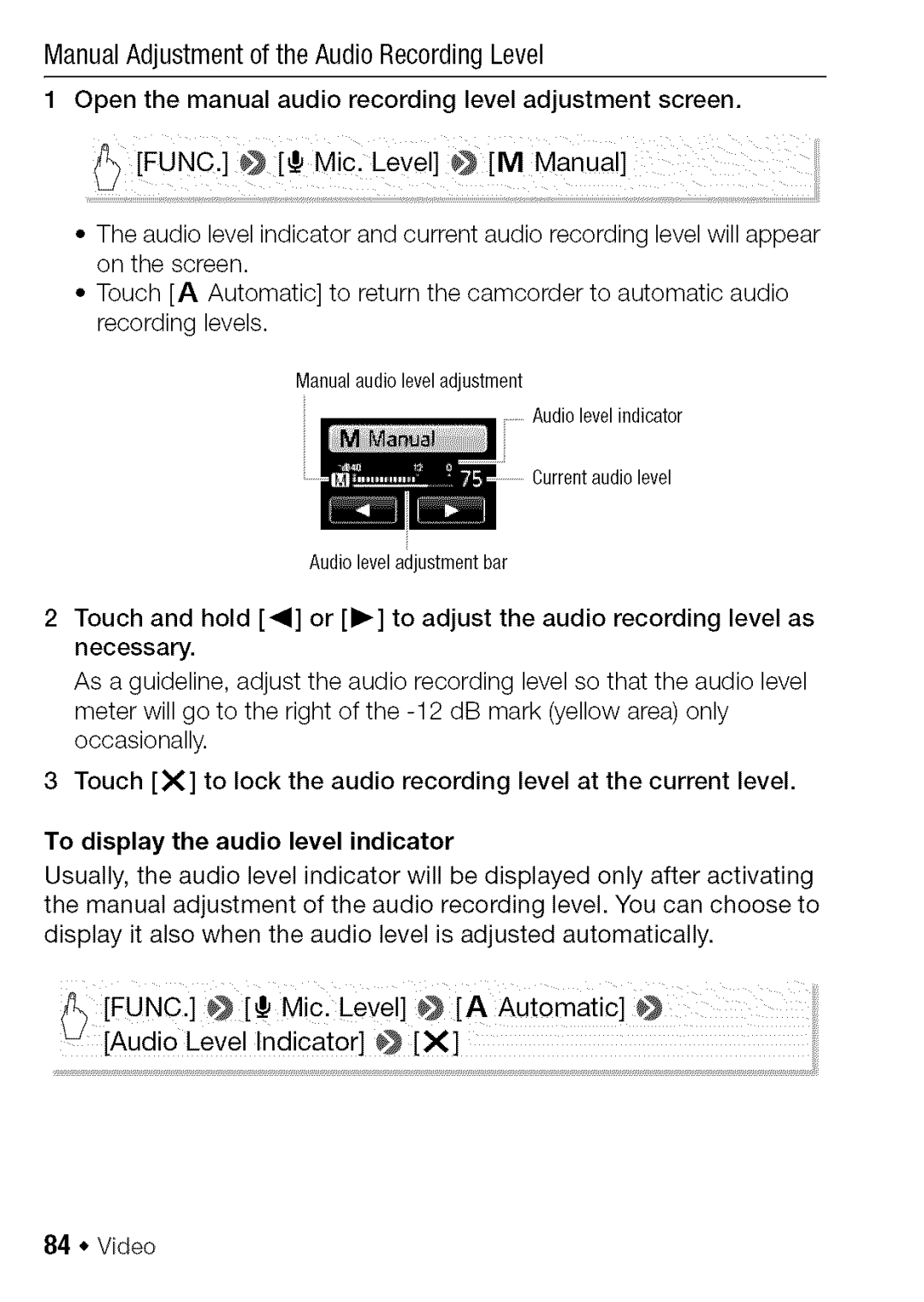 Canon HF S21, HF S20 manual Audio Level Indicator 