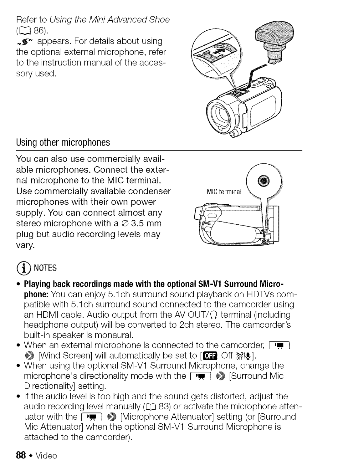 Canon HF S21, HF S20 manual Usingothermicrophones 