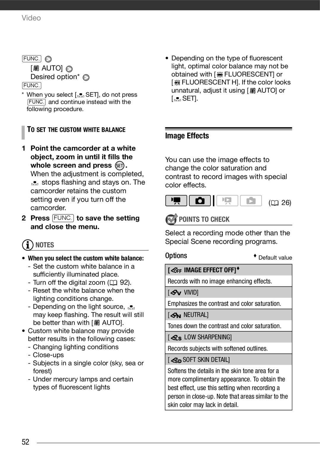 Canon HF10 instruction manual Image Effects, Auto Desired option, To SET the Custom White Balance 