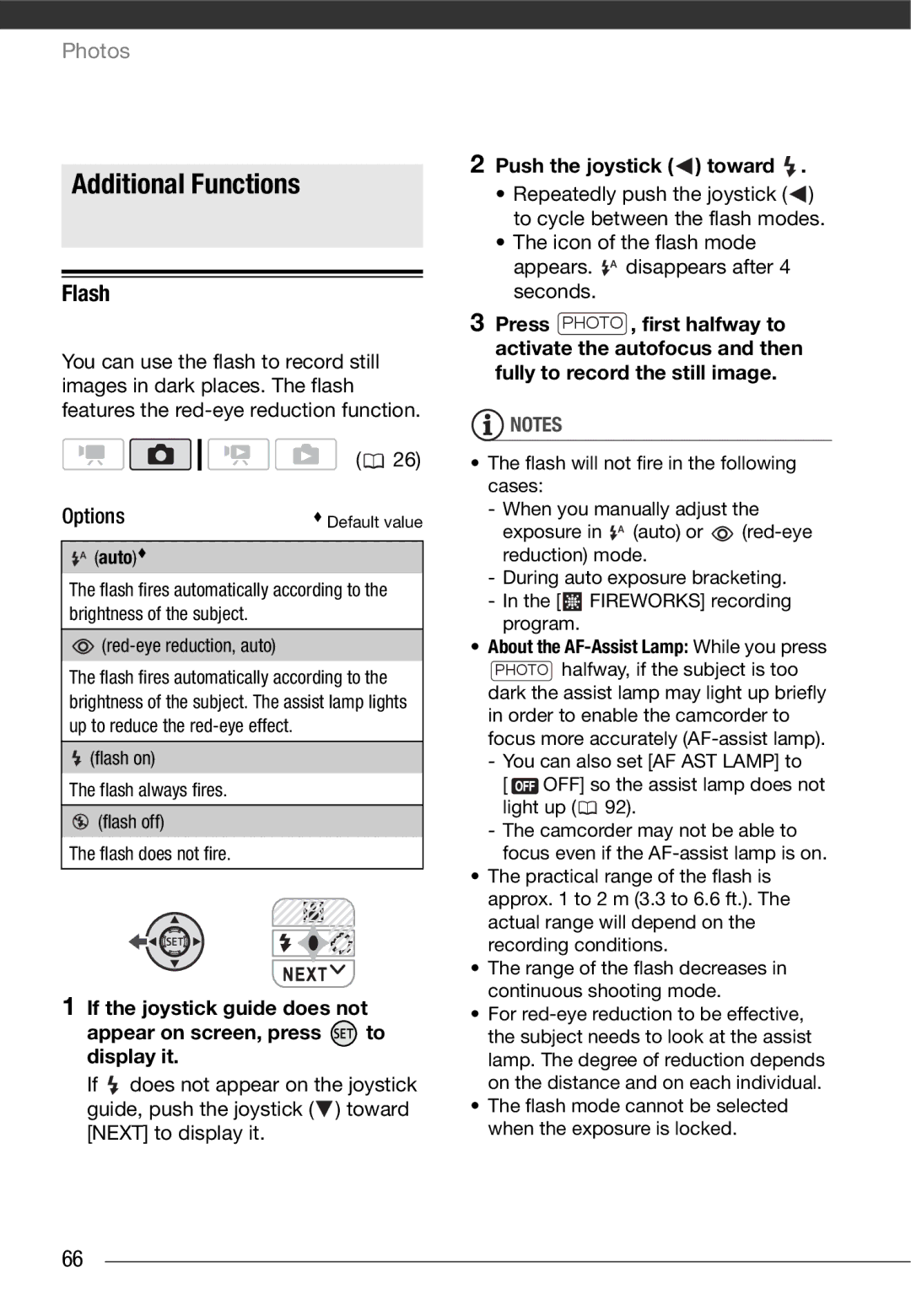 Canon HF10 instruction manual Additional Functions, Flash, About the AF-Assist Lamp While you press 